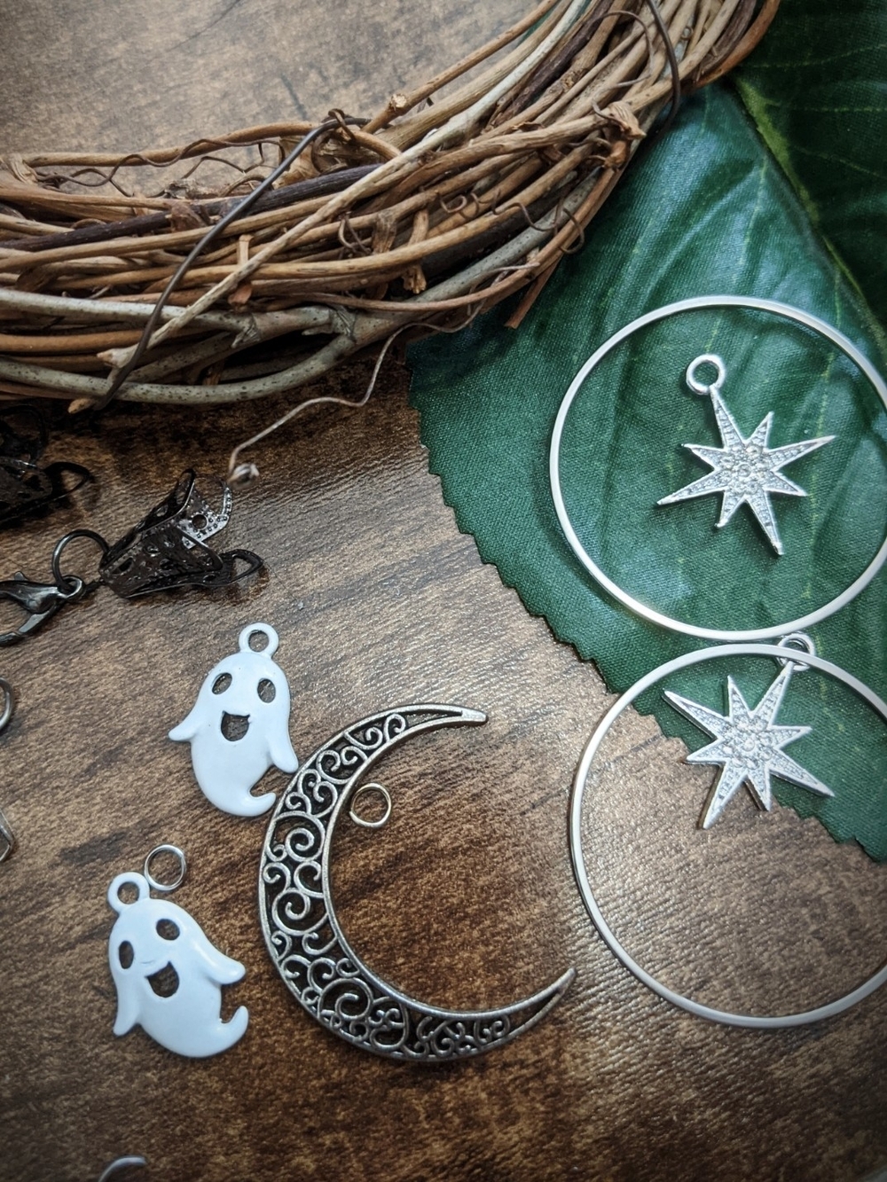 (7/$25) Lot: Celestial and Spooky Charms and Findings 👻 🌙 DIY Jewelry Making